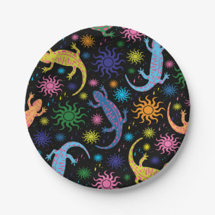 Assiettes En Carton Copie multicolore de lézards de Gecko partout