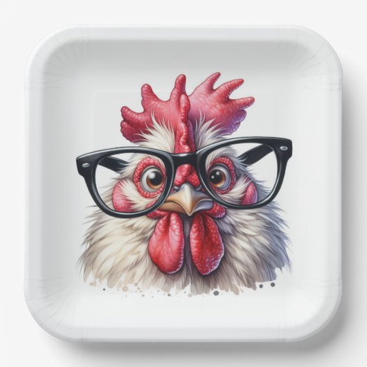 Assiettes En Carton Coq Avec Verres Noirs (Recto)