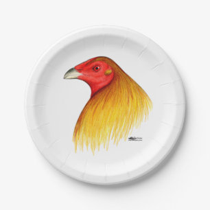 Assiettes En Carton Coq de combat doublé