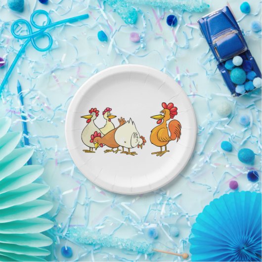 Assiettes En Carton Coq Et Poules (Fête)