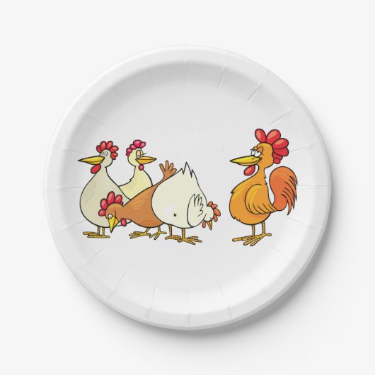 Assiettes En Carton Coq Et Poules (Devant)