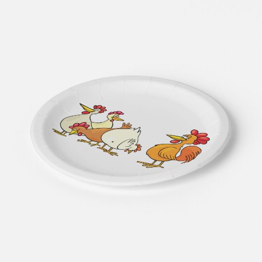 Assiettes En Carton Coq Et Poules (Angle)
