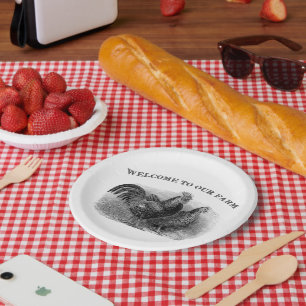 Assiettes En Carton Coq et poulet de pays tout plat de but