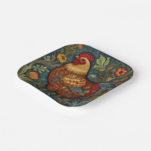 Assiettes En Carton Coq rétro chic poulet de campagne (Angulaire)