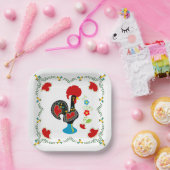 Assiettes En Carton Coq traditionnel du Portugal en noir (Fête)