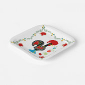 Assiettes En Carton Coq traditionnel du Portugal en noir (Angulaire)