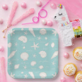 Assiettes En Carton Coques Starfish Sun Fun Texte ivoire ID918 (Fête)