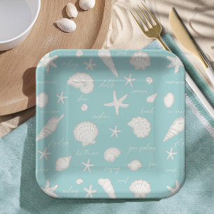 Assiettes En Carton Coques Starfish Sun Fun Texte ivoire ID918