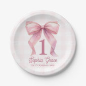 Assiettes En Carton Coquette à mâchoires roses 1er anniversaire (Devant)