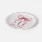 Assiettes En Carton Coquette à mâchoires roses 1er anniversaire (Angle)