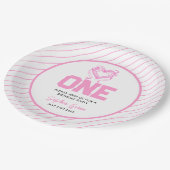 Assiettes En Carton Coquette à mâchoires roses 1er anniversaire (Angle)