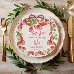Assiettes En Carton Coquette à ruban de fraise baby shower<br><div class="desc">Berry baby shower fraise douce plaque en papier monogrammé modèle,  ruban arc coquette jardin d'été fraise thème baby shower imprimé personnalisé plaques,  fraises et arc baby shower en papier personnalisées baies baby shower sucré table personnalisée</div>