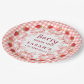 Assiettes En Carton Coquette Berry First Birthday Red Gingham (Angle)