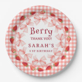 Assiettes En Carton Coquette Berry First Birthday Red Gingham (Devant)
