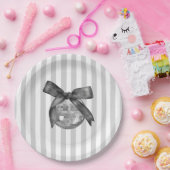 Assiettes En Carton Coquette Black Bow & Disco Ball Elégant Anniversai (Fête)