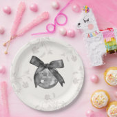 Assiettes En Carton Coquette Black Bow & Disco Ball Elégant Anniversai (Fête)