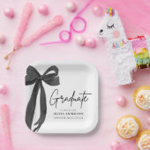 Assiettes En Carton Coquette Black Bow moderne Graduate Graduate (Fête)