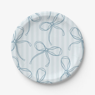 Assiettes En Carton Coquette Bleue Bow Pastel Décor De Table Boutonnée