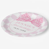 Assiettes En Carton Coquette Bow rose 1er anniversaire (Angle)