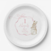 Assiettes En Carton Coquette Bow rose Pierre le lapin 1er anniversaire (Devant)