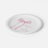 Assiettes En Carton Coquette Bow rose Premier anniversaire (Angle)