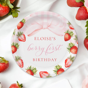 Assiettes En Carton Coquette fraise premier anniversaire