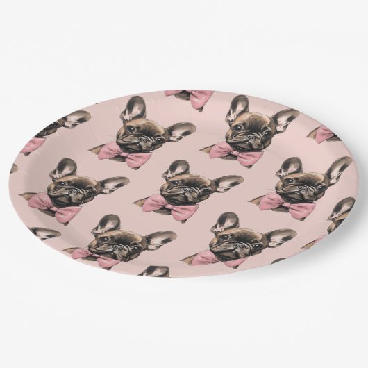 Assiettes En Carton Coquette Frenchie (Angle)
