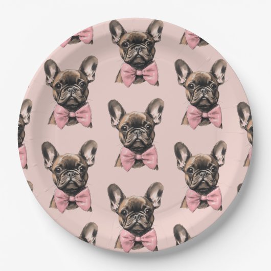 Assiettes En Carton Coquette Frenchie (Devant)