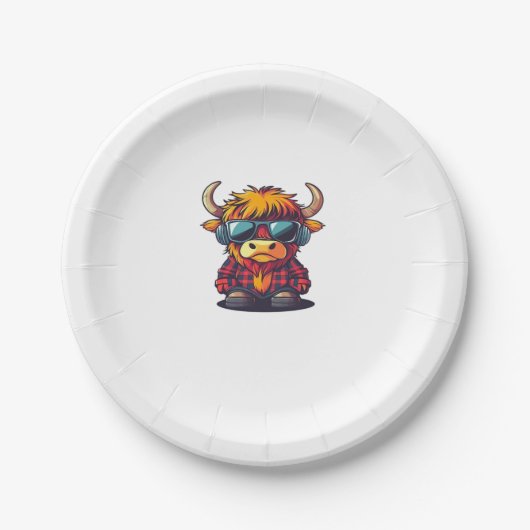 Assiettes En Carton Coquette Highland Cow Bubblegum Tshirt Design, Hol (Devant)