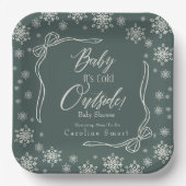 Assiettes En Carton Coquette hiver vert bébé il fait froid (Recto)