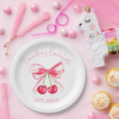 Assiettes En Carton Coquette Pink Bow Cerise Bachelorette Party (Fête)
