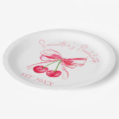 Assiettes En Carton Coquette Pink Bow Cerise Bachelorette Party (Angle)