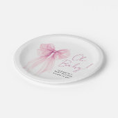 Assiettes En Carton Coquette rose Bow Aquarelle bébé fille douche (Angle)