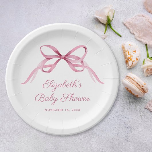 Assiettes En Carton Coquette Rose Bow Baby Girl Douche