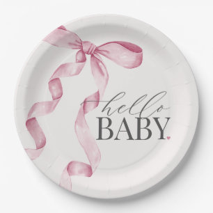 Assiettes En Carton Coquette Rose Bow Girl Baby shower Décor