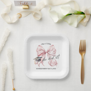 Assiettes En Carton Coquette Rose Elle L'a Fait Carré