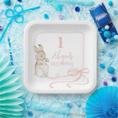 Assiettes En Carton Coquette rose Pierre le lapin 1er anniversaire (Fête)