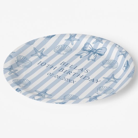 Assiettes En Carton Coquette Seashells Beach Plaques papier d'annivers (Angle)