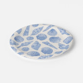 Assiettes En Carton Coquillages Bleus Peints (Angle)