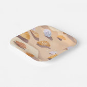 Assiettes En Carton Coquillages dans le sable | Aquarelle de plage (Angulaire)