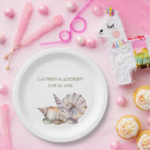 Assiettes En Carton Coquillages De Plage | Mariage tropical nautique (Fête)
