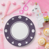 Assiettes En Carton Coquillages d'été en plaque de papier mauve (Fête)