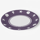 Assiettes En Carton Coquillages d'été en plaque de papier mauve (Angle)