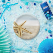 Assiettes En Carton Coquillages d'étoiles de mer de plage sablonneuse (Fête)