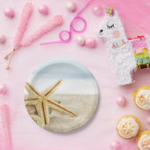 Assiettes En Carton Coquillages d'étoiles de mer de plage sablonneuse (Fête)