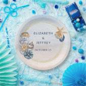 Assiettes En Carton Coquillages Rustiques Océan Mer Eté Plage Mariage (Fête)