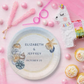 Assiettes En Carton Coquillages Rustiques Océan Mer Eté Plage Mariage (Fête)