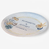 Assiettes En Carton Coquillages Rustiques Océan Mer Eté Plage Mariage (Angle)