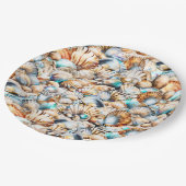 Assiettes En Carton Coquilles de mer de plage collage iridescente naut (Angle)