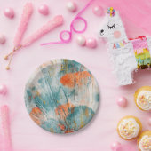 Assiettes En Carton Corail et plaque Turquoise (Fête)